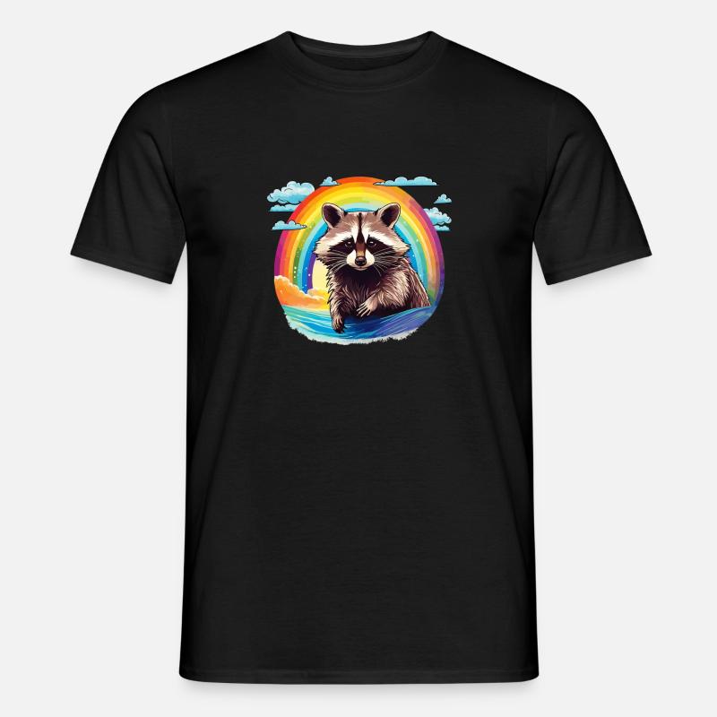 WASCHBÄR REGENBOGEN - Männer T-Shirt - Schwarz