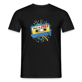 1983 MUSIKKASETTE BEST OF - Männer T-Shirt - Schwarz - Vorne - AI Model Male 178 light (178cm)