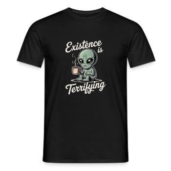 Die Existenz ist erschreckend lustig Alien UFO Kaffee - Männer T-Shirt - Schwarz - Vorne - AI Model Male 178 light (178cm)