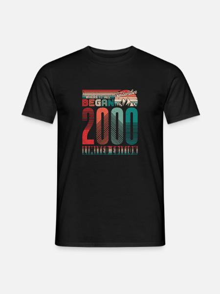 Geburtstag 2000 Jahrgang September Retro Geschenk - Männer T-Shirt - Schwarz