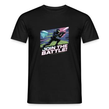 LASER JOIN THE BATTLE - Men's T-Shirt - black - Front - AI Model Male 178 light (178cm)
