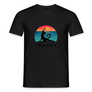 Chat de yoga - T-shirt homme - noir - Devant - AI Model Male 178 light (178cm)