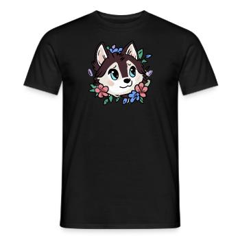 Husky fleuri Chien Malamute - T-shirt homme - noir - Devant - AI Model Male 178 light (178cm)