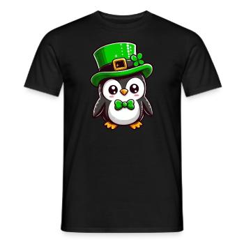 St. Patrick's Day Pinguin Zunge Zeigend: - Männer T-Shirt - Schwarz - Vorne - AI Model Male 178 light (178cm)