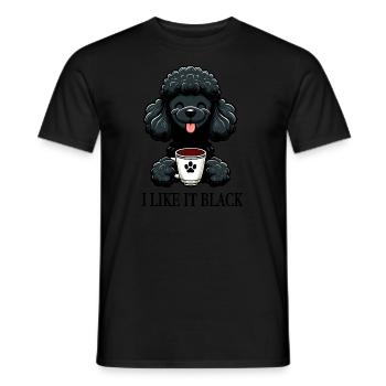 Le caniche aime le café noir « Je l’aime noir » - T-shirt homme - noir - Devant - AI Model Male 178 light (178cm)