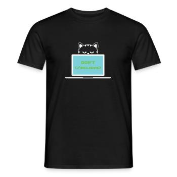 Don't believe programmer cat - Men's T-Shirt - black - Front - AI Model Male 178 light (178cm)