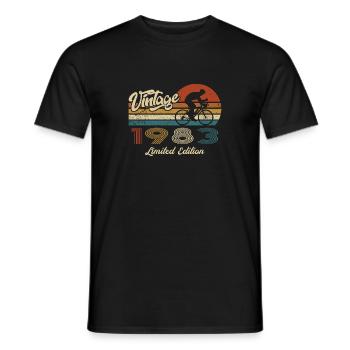 40 Birthday 1983 Vintage Retro Bicycle Cyclist - Men's T-Shirt - black - Front - AI Model Male 178 light (178cm)