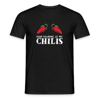 Red Pepper Hot Spicy Food Funny Stop Staring At My - Men's T-Shirt - black - Front - AI Model Male 178 light (178cm)