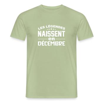 Les légendes naissent en décembre - T-shirt homme - vert sauge - Devant - AI Model Male 178 light (178cm)
