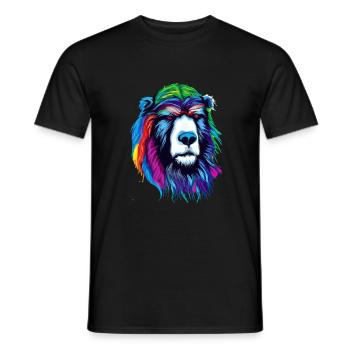 The Yellow Pink Bear - Animal Portrait Pop Art Style - Men's T-Shirt - black - Front - AI Model Male 178 light (178cm)