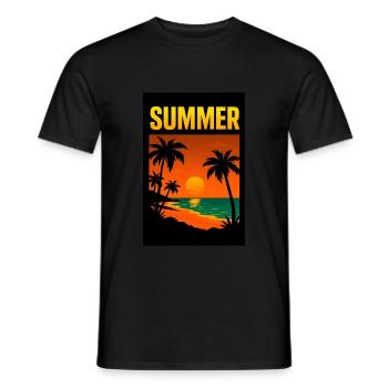 Summer Summer Beach Sea Holiday Sun - Men's T-Shirt - black - Front - AI Model Male 178 light (178cm)