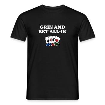 Grin et Bet All In Poker Stratégie Poker Player - T-shirt homme - noir - Devant - AI Model Male 178 light (178cm)