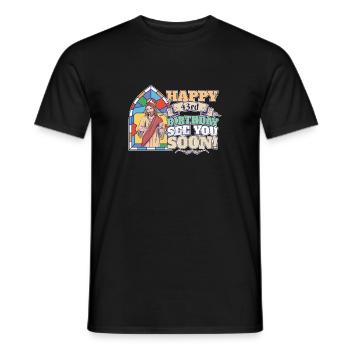 Happy 43rd Birthday See You Soon Funny Jesus Meme - Men's T-Shirt - black - Front - AI Model Male 178 light (178cm)