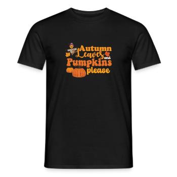 Hello Autumn Leaves and Pumpkins Please Scarecrow - Männer T-Shirt - Schwarz - Vorne - AI Model Male 178 light (178cm)