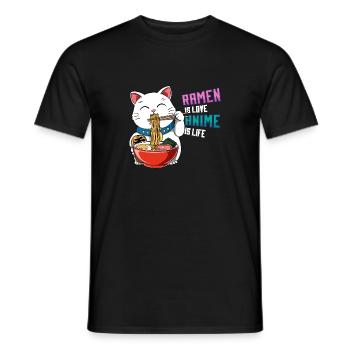 Anime und Ramen Maneki Neko - Otaku-Nudelsuppe - Männer T-Shirt - Schwarz - Vorne - AI Model Male 178 light (178cm)