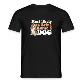Le plus susceptible de ramener à la maison un chien maman papa que j’aime - T-shirt homme - noir - Devant - AI Model Male 178 light (178cm)
