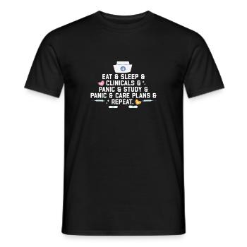 Eat Sleep Clinicals Panic Funny Nurse Medical - Men's T-Shirt - black - Front - AI Model Male 178 light (178cm)