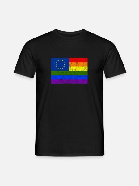 LGBT Regenbogen Fahne Europa Symbol EU Gay Pride - Männer T-Shirt - Schwarz
