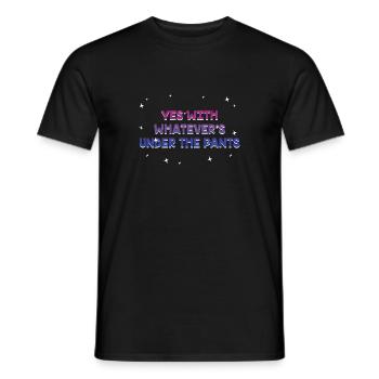 Tout ce qui est sous le pantalon Bisexuel LGBTQ Bi - T-shirt homme - noir - Devant - AI Model Male 178 light (178cm)