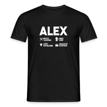 Alex - Männer T-Shirt - Schwarz - Vorne - AI Model Male 178 light (178cm)