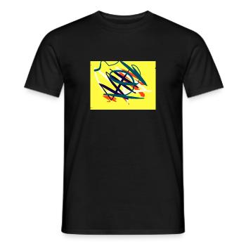 Dark red abstractness in yellow-blue - Men's T-Shirt - black - Front - AI Model Male 178 light (178cm)