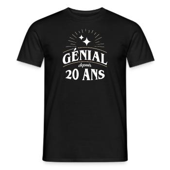Génial depuis 20 ans - T-shirt homme - noir - Devant - AI Model Male 178 light (178cm)