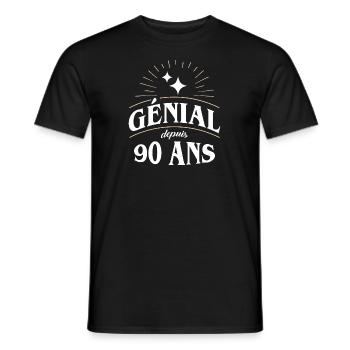 Génial depuis 90 ans - T-shirt homme - noir - Devant - AI Model Male 178 light (178cm)