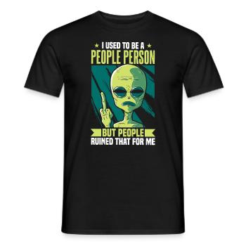 Früher war ich ein geselliger Mensch Alien Antisozial - Männer T-Shirt - Schwarz - Vorne - AI Model Male 178 light (178cm)