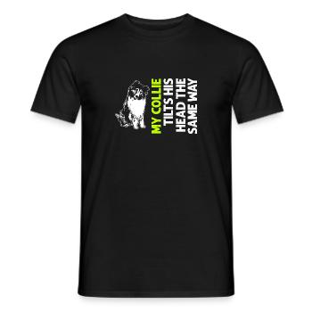 Collie à poil long Collie rugueux Chien - T-shirt homme - noir - Devant - AI Model Male 178 light (178cm)