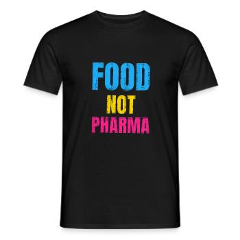 Food not Pharma Végétarien Éco Idée Cadeau - T-shirt homme - noir - Devant - AI Model Male 178 light (178cm)