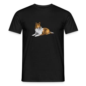 Collie à poil long Collie rugueux Chien - T-shirt homme - noir - Devant - AI Model Male 178 light (178cm)