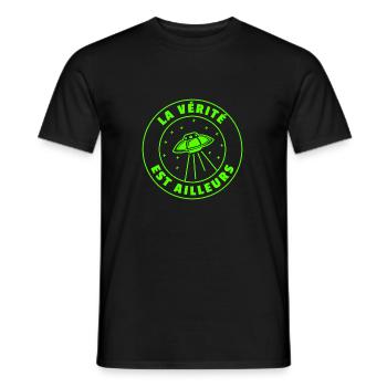 OVNI Vérité est ailleurs - T-shirt homme - noir - Devant - AI Model Male 178 light (178cm)