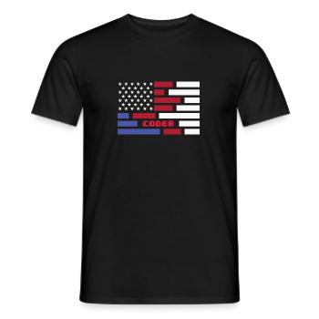 American Flag Coder Coding Computer Nerd - T-shirt homme - noir - Devant - AI Model Male 178 light (178cm)