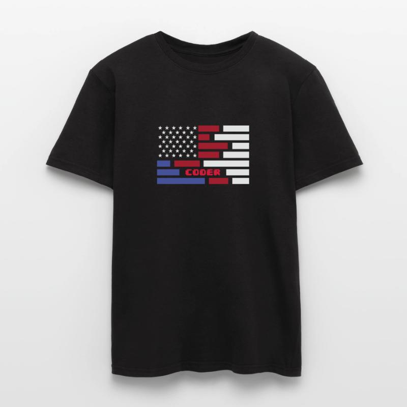 American Flag Coder Coding Computer Nerd T-shirt homme