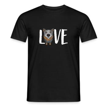Bouvier australien chien rouge bleu talon - T-shirt homme - noir - Devant - AI Model Male 178 light (178cm)