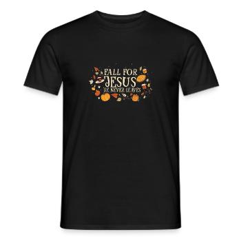 Les croyants chrétiens religieux tombent amoureux de l’amour de Jésus - T-shirt homme - noir - Devant - AI Model Male 178 light (178cm)