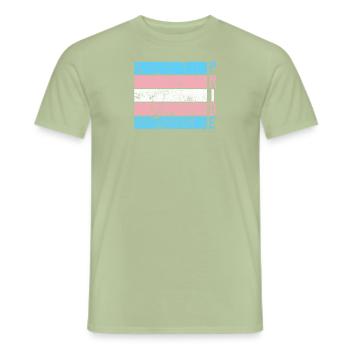 Gay Pride LGBT Transgender Distressed Stripe - T-shirt homme - vert sauge - Devant - AI Model Male 178 light (178cm)