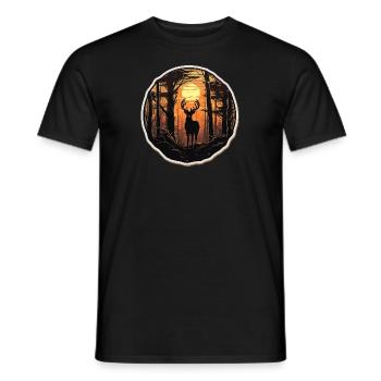 Hunting Jagd Hirsch Deer - Men's T-Shirt - black - Front - AI Model Male 178 light (178cm)