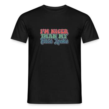 Je suis plus gentil que mon visage a l’air sarcastique citation - T-shirt homme - noir - Devant - AI Model Male 178 light (178cm)