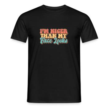 Je suis plus gentil que mon visage a l’air sarcastique citation - T-shirt homme - noir - Devant - AI Model Male 178 light (178cm)