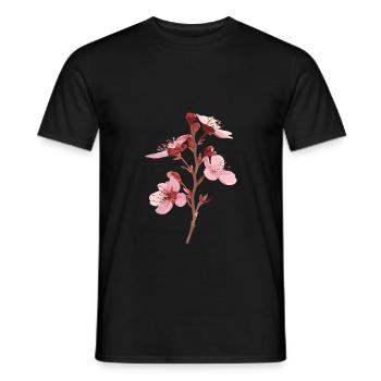 Cherry blossoms pink sakura flowers - Men's T-Shirt - black - Front - AI Model Male 178 light (178cm)