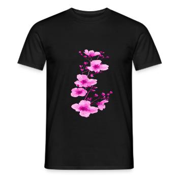Cherry blossoms sakura neon pink sakura - Men's T-Shirt - black - Front - AI Model Male 178 light (178cm)