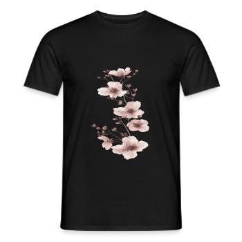 Pink flower cherry blossom sakura sticker - Men's T-Shirt - black - Front - AI Model Male 178 light (178cm)