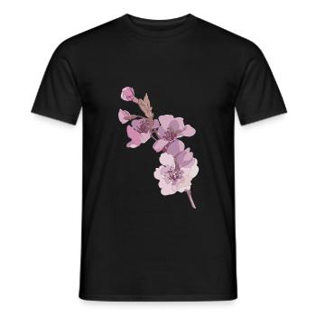 Autocollant japonais fleur de cerisier motif sakura - T-shirt homme - noir - Devant - AI Model Male 178 light (178cm)