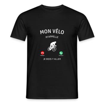 Mon vélo m'appelle je dois y aller ! cadeau vélo - T-shirt homme - noir - Devant - AI Model Male 178 light (178cm)