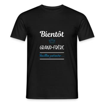 Bientôt grand frère ! Cadeau grande frère - T-shirt homme - noir - Devant - AI Model Male 178 light (178cm)