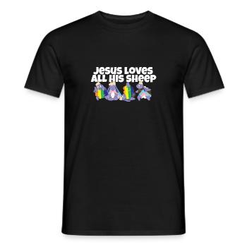 Jésus aime toutes ses brebis LGBTQ fier allié gay - T-shirt homme - noir - Devant - AI Model Male 178 light (178cm)