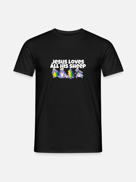 Jesus Loves All His Sheep LGBTQ Proud Ally Gay - Men's T-Shirt - black