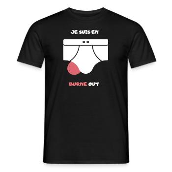 Burne out. Cadeau Humour Anniversaire EVG Retraite - T-shirt homme - noir - Devant - AI Model Male 178 light (178cm)