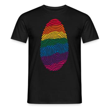 Conception d’art d’empreintes digitales arc-en-ciel coloré - T-shirt homme - noir - Devant - AI Model Male 178 light (178cm)